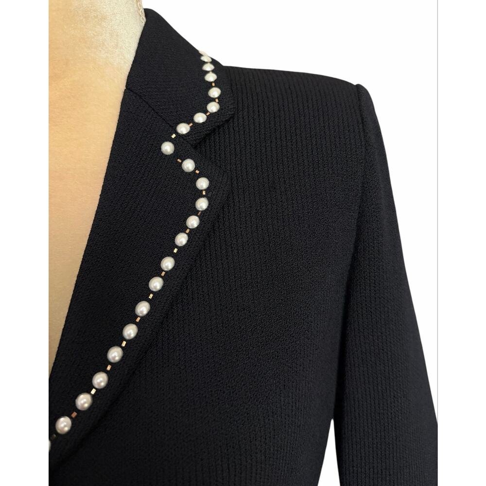 St. John Evening Santana Knit Pearl Button Down Jacket Black Size 4 Old Money - Picture 8 of 11